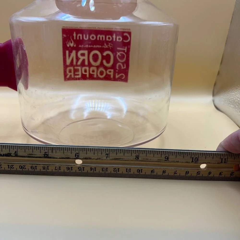 VTG Catamount Flameware 2.5 QT Glass Microwave PopCorn Popper Red Handle Lid
